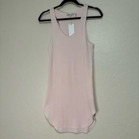 Helmut Lang Light Pink Cotton Scoop Neck Racerback Long Shirttail Tank Top M - Picture 2 of 12